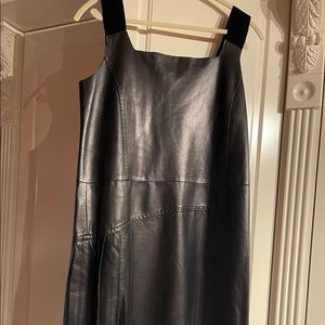 Prada Mini Dress Navy Blue Leather Size 44
